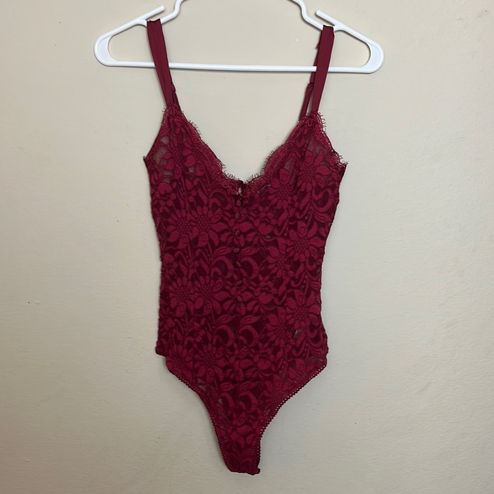 Free People NWT Cherry Gem red lace lingerie size XS